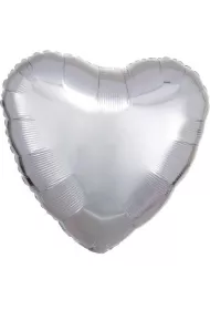 Amscan Balon foliowy metalik srebrny serce 43cm