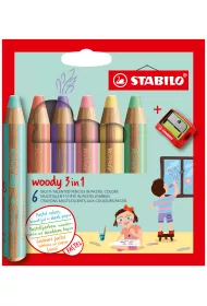 Kredka drewniana STABILO woody 3w1 pastelowa z temper�wk� 6 szt.