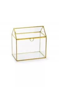 PartyDeco Szklane pude�ko na koperty z�oty 13x21x21cm