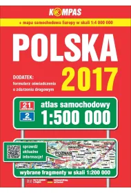 Atlas samochodowy Polski 2017 kompas 1:500 000