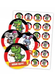 LearnHow Naklejki motywacyjne - Niemieckie zwierztka 48 szt.