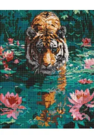 Ideyka Diamentowa mozaika 40x50 - Tygrys na polowaniu