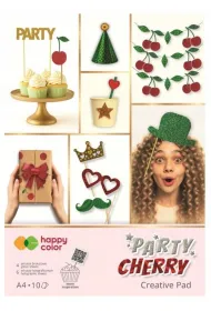 Happy Color Blok PARTY Cherry A4 holographic + brokat 75-150 g/m2 10 arkuszy