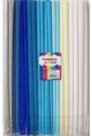 Happy Color Bibu�a marszczona MIX niebieski, 8 kolor�w, 25x200 cm, 10 rolek niebieski 25 x 200 cm