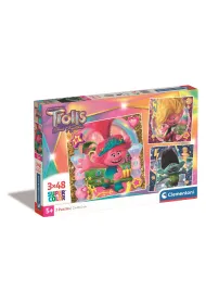 Puzzle 3x48 el. SuperColor. Trolls 3 Clementoni