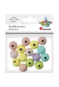 Titanum Koraliki drewniane okr�g�e pastel 15 szt.