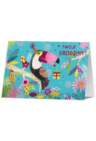 Pan Dragon Karnet B6 HM-200 Urodziny tukan, przestrzenny HM-200-2808