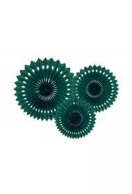 PartyDeco Rozety dekoracyjne ciemne zielone 20-30cm