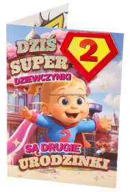 Yeku Karnet Urodziny 2 dziewczynka - Superbohaterka