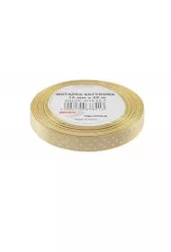 Wstka satynowa w kropki beowa 12mm x 22m