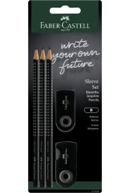 Faber-Castell Zestaw 3 o��wki grip + gumka sleeve mini+ temper�wka sleeve mini czarny blister