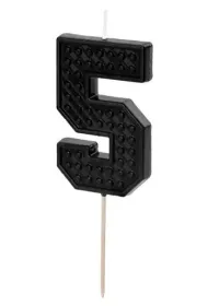 PartyDeco �wieczka urodzinowa 5 czarna 6cm
