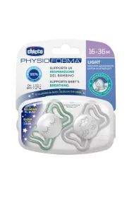 Chicco Physio Light smoczek silikonowy 16-36M Lumi 2 szt.