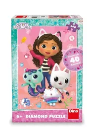 Puzzle 200 z diamencikami, Koci Domek Gabi Dino Toys