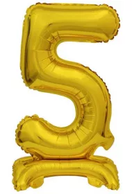 Amscan Balon foliowy mini cyfra 5 ze stopk zota 22x40cm