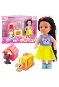 Laleczka mini w sukience z pieskiem Leantoys