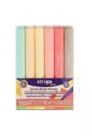 Strigo Marker akrylowy z kocwk Brush - zestaw 5, 6 szt