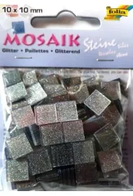 Mozaika kamyczki brokatowe 10x10mm szara Galeria Hobby