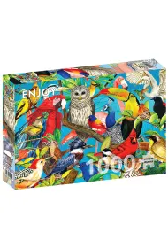 Puzzle 1000 el. Kolorowe ptaki Enjoy