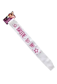 Bia�a satynowa szarfa na wiecz�r panie�ski