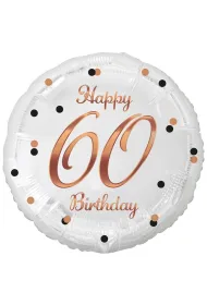 Balon foliowy B&C Happy 60 Birthday bia�y, nadruk r�owo-z�oty 18 Godan
