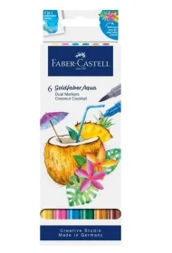Faber-Castell Pisak akwarelowy goldfaber aqua dwustronny zestaw coconut 6 szt.