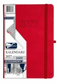 Kalendarz 2027 Jazz A5 tygodniowy czerwony