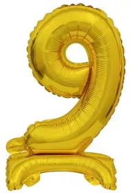 Amscan Balon foliowy mini cyfra 9 ze stopk zota 22x40cm