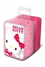 Zegarek analogowy z rowym paskiem w metalowym opakowniu Hello Kitty HK50028