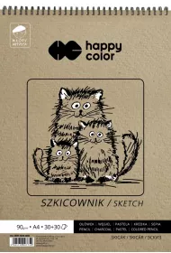 Happy Color Szkicownik na spirali Mody Artysta, biay/ochra, A4, 80/90g, 60 arkuszy 60 kartek