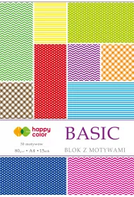 Happy Color Blok z motywami BASIC, A4, 80g, 15 arkuszy, 30 motyw�w 15 kartek