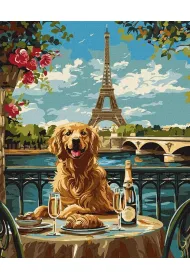 Ideyka Malowanie po numerach - Retriever w Pary�u 40x50cm