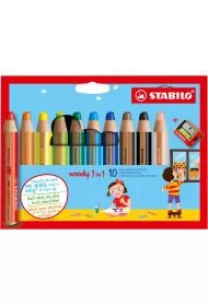 Stabilo Kredki Woody 3w1 + temperwka 10 kolorw