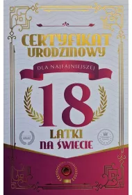 Yeku Karnet Certyfikat Urodzinowy 18 urodziny damskie