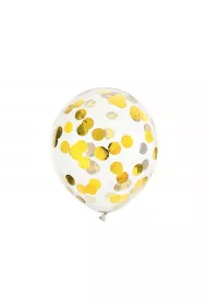 PartyDeco Balony transparentne z konfetti z�ote k�ka 30cm