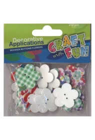 Ozdoba dekoracyjna guziki drewniane Kwiaty Craft with Fun