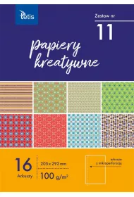 Tetis Papiery kreatywne A4 zestaw 11 16 kartek