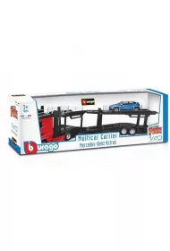 Bburago model street fire multicar carrier mercedes benz actros renault captur red + met blue 1:43