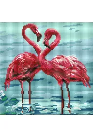 Ideyka Diamentowa mozaika - Jasne flamingi 30x30cm