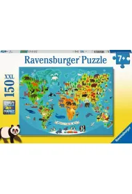 Puzzle 150 el. Mapa �wiata dzikich zwierz�t XXL Ravensburger