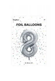 PartyDeco Balon foliowy 8 srebrny 86cm