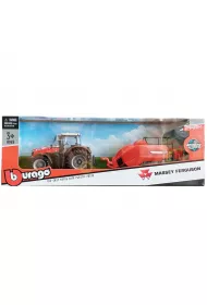 Bburago model tractor massey ferguson 8740s with baler lifter 10cm