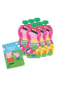 BoboVita Zestaw winka Peppa Mus gruszka z bananem i morel po 6 miesicu Zgrzewka + Kolorowanka Peppa GRATIS 6 x 100 g