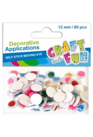 Craft with Fun Ozdoba dekoracyjna. Kolorowe oczy 12 mm