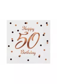 Godan Serwetki B&C Happy 50 Birthday bia�e 33 x 33 cm