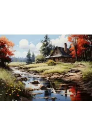 Norimpex Diamentowa mozaika - Domek nad rzek� jesieni� 40x30cm