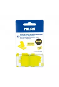 Milan Zak�adki indeksuj�ce przezroczyste Fluo ��te 45 x 25 mm 50 szt.