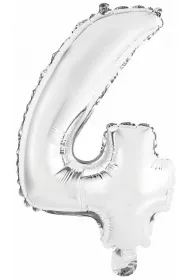 Amscan Balon foliowy mini cyfra 4 srebrna 32x40cm