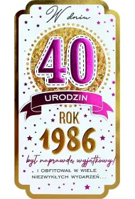 Kukartka Karnet Urodziny 40
