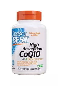 Doctors Best Koenzym Q10 200 mg i Piperyna BioPerine - Vegan Suplement diety 180 kaps.